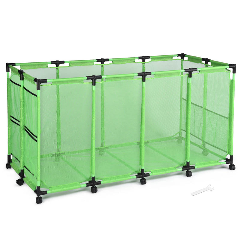 Large Pool Storage Bin Mesh Basket with Casters 65x30x33