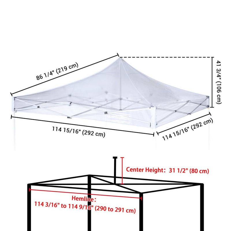 TheDisplayOutlet Clear Pop Up Tent Canopy Top Replacement Roof, 9.7x9.7ft Image