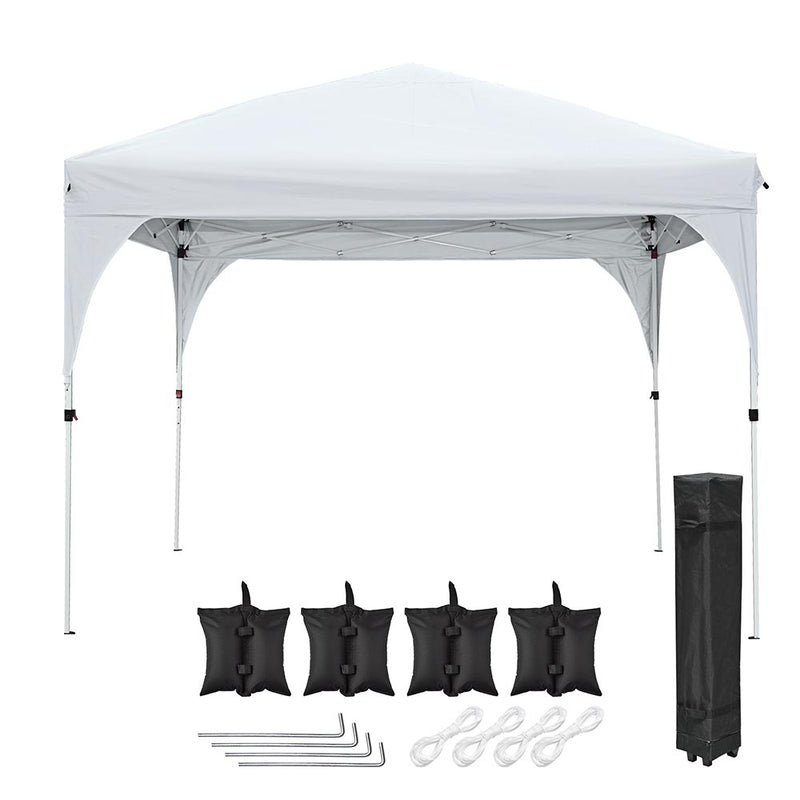 TheDisplayOutlet 10'x10' Pop Up Canopy with Vent Weight Bags Rolling Bag, Greyish White Image