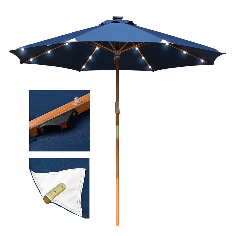 Patio Umbrella Wooden 9ft 8-Rib