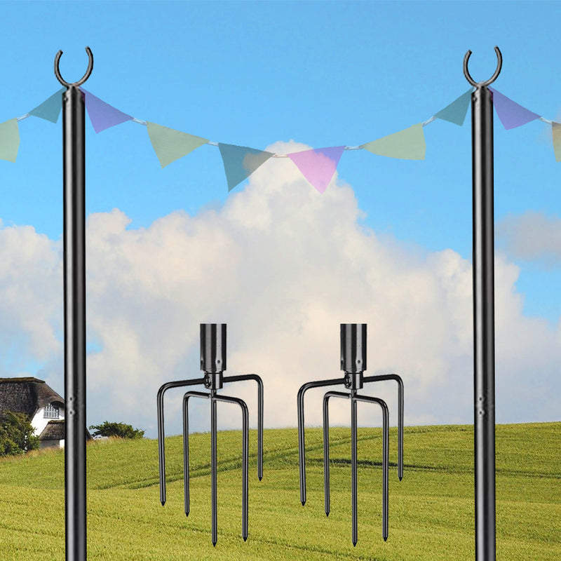 TheDisplayOutlet 10ft Aluminum Pole for Outdoor String Lights Shade Planters 2ct/pk Image