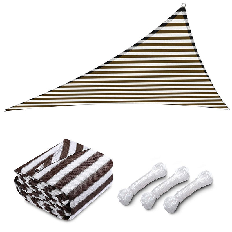 TheDisplayOutlet Triangle Sun Shade Patio Shade Sail Deck Shade 20x20x20, Brown White Image
