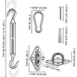 Stainless Steel Pad Eye Turnbuckle Carabiner, 8 Hardware Kit