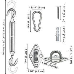 Stainless Steel Pad Eye Turnbuckle Carabiner, 8 Hardware Kit