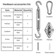 TheDisplayOutlet Stainless Steel Pad Eye Turnbuckle Carabiner, 6 Hardware Kit Image