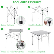 Folding Camping Table Roll Up Aluminum 27"x28"