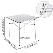 Folding Camping Table Roll Up Aluminum 27"x28"