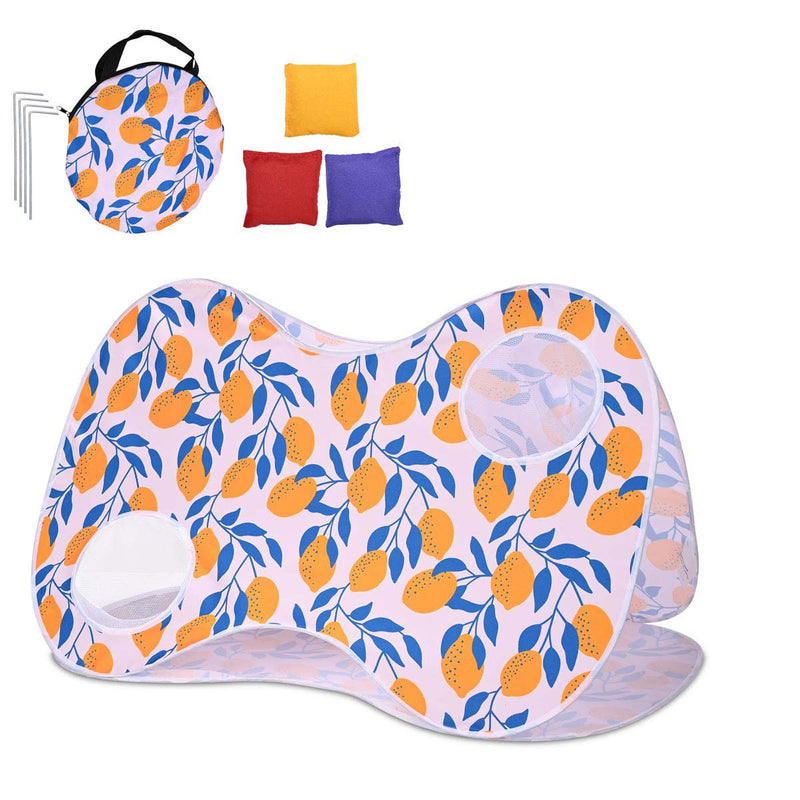 TheDisplayOutlet Fabric Bean Bag Toss Billboard (2 Holes) for Tradeshow, Lemon Image