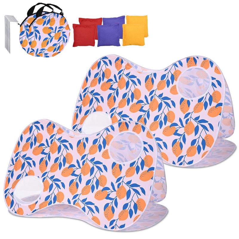 TheDisplayOutlet Fabric Bean Bag Toss Billboard (2 Holes) for Tradeshow, Lemon 2ct/pk Image