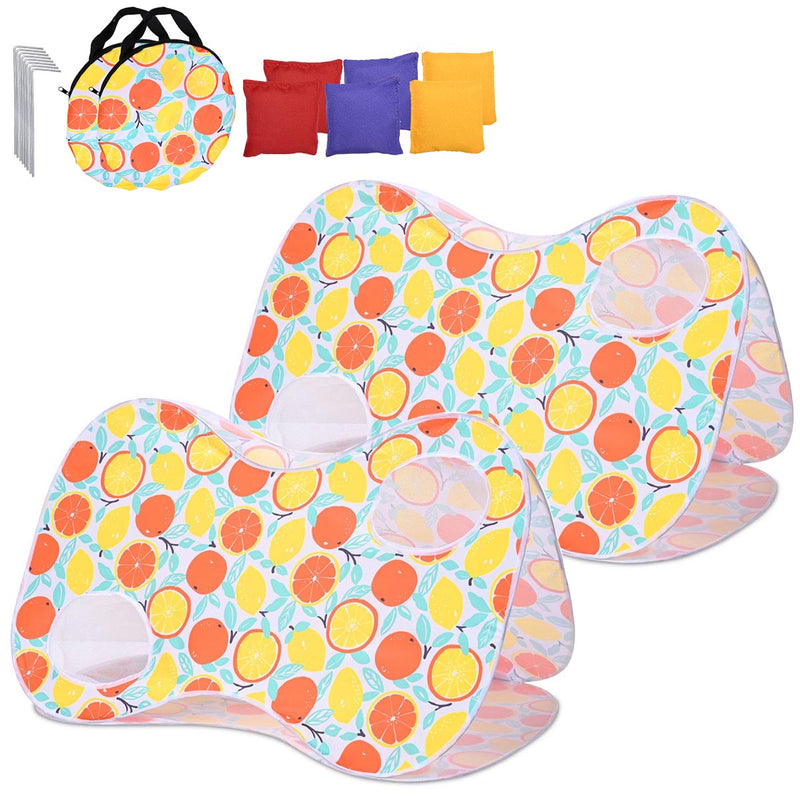 TheDisplayOutlet Fabric Bean Bag Toss Billboard (2 Holes) for Tradeshow, Orange 2ct/pk Image