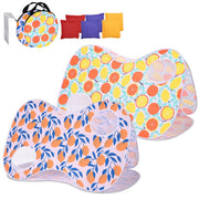 TheDisplayOutlet Fabric Bean Bag Toss Billboard (2 Holes) for Tradeshow, Lemon+Orange Image