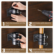 Patio Umbrella Mount, Wall Mount, Deck Mount for D2 5/16" Poles