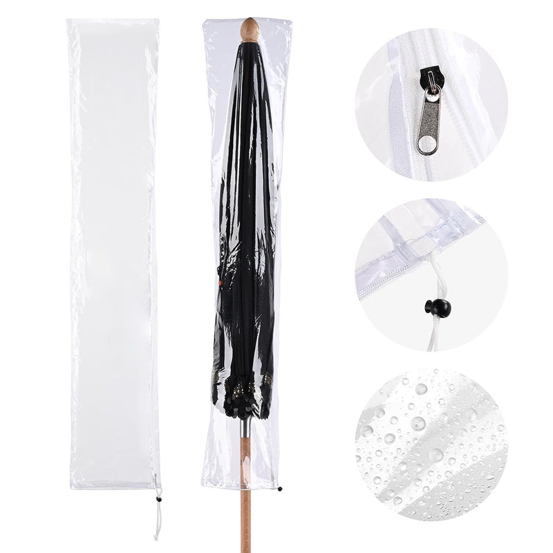 TheDisplayOutlet 56in Waterproof Patio Umbrella Cover for 8-9ft, Transparent Image