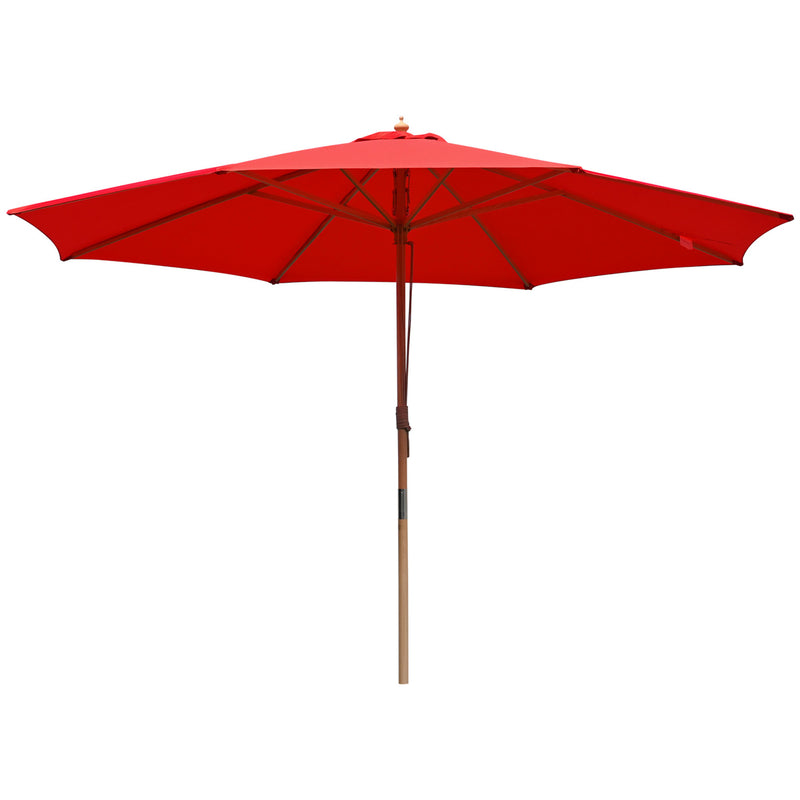 TheDisplayOutlet Patio Umbrella Wooden 13ft 8-Rib, Red Image
