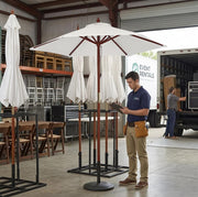 TheDisplayOutlet Commercial Wooden Market Umbrella 7ft 6-Rib for Bistro/Events Image