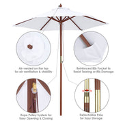 TheDisplayOutlet Commercial Wooden Market Umbrella 7ft 6-Rib for Bistro/Events Image