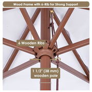TheDisplayOutlet Commercial Wooden Market Umbrella 7ft 6-Rib for Bistro/Events Image