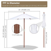 TheDisplayOutlet Commercial Wooden Market Umbrella 7ft 6-Rib for Bistro/Events Image