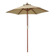 TheDisplayOutlet Commercial Wooden Market Umbrella 7ft 6-Rib for Bistro/Events, Khaki Image