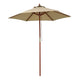 TheDisplayOutlet Commercial Wooden Market Umbrella 7ft 6-Rib for Bistro/Events, Khaki Image