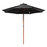 TheDisplayOutlet Patio Umbrella Wooden 9ft 8-Rib, Black Image