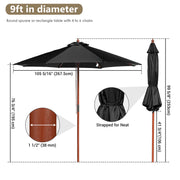 TheDisplayOutlet Custom Printed Outdoor Market Umbrella Wooden 9ft 8-Rib Image