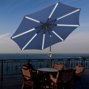 Solar Patio Umbrella with Light Tube Tilt Metal 9ft 8-Rib