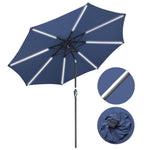 Solar Patio Umbrella with Light Tube Tilt Metal 10ft 8-Rib