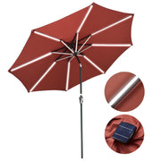 Solar Patio Umbrella with Light Tubes Tilt Metal 9ft 8-Rib