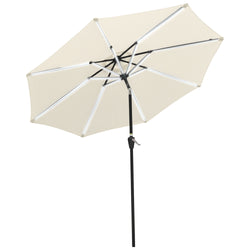 Solar Patio Umbrella with Light Tubes Tilt Metal 9ft 8-Rib