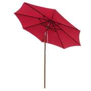 TheDisplayOutlet Patio Umbrella Wooden 9ft 8-Rib, Red Tilt Image