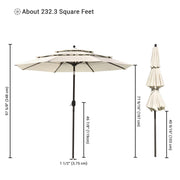 Patio Umbrella Tilt 3-Tiered 9ft 8-Rib