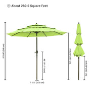 Patio Umbrella Tilt 3-Tiered 10ft 8-Rib