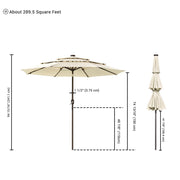 TheDisplayOutlet Solar Patio Umbrella w/ Light Bulbs Tilt 3-Tiered 9ft 8-Rib Image