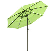 TheDisplayOutlet Solar Patio Umbrella w/ Light Bulbs Tilt 3-Tiered 9ft 8-Rib, Green Glow Image