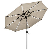 Solar Patio Umbrella w/ Light Bulbs Tilt 3-Tiered 10ft 8-Rib