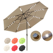 Solar Patio Umbrella w/ Light Bulbs Tilt 3-Tiered 11ft 8-Rib