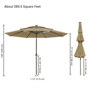 Solar Patio Umbrella w/ Light Bulbs Tilt 3-Tiered 11ft 8-Rib