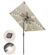 TheDisplayOutlet Square Solar Patio Umbrella w/ Light Bulbs Tilt 9ft 8-Rib, Beige Image