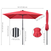 TheDisplayOutlet Square Solar Patio Umbrella w/ Light Bulbs Tilt 9ft 8-Rib Image