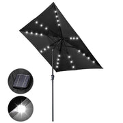 TheDisplayOutlet Square Solar Patio Umbrella w/ Light Bulbs Tilt 9ft 8-Rib, Black Image