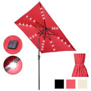 TheDisplayOutlet Square Solar Patio Umbrella w/ Light Bulbs Tilt 9ft 8-Rib Image