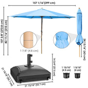 Patio Umbrella Wooden 13ft 8-Rib with Weighted Base