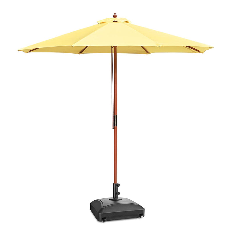 TheDisplayOutlet Patio Umbrella Wooden 9ft 8-Rib with Weighted Base, Beige Image