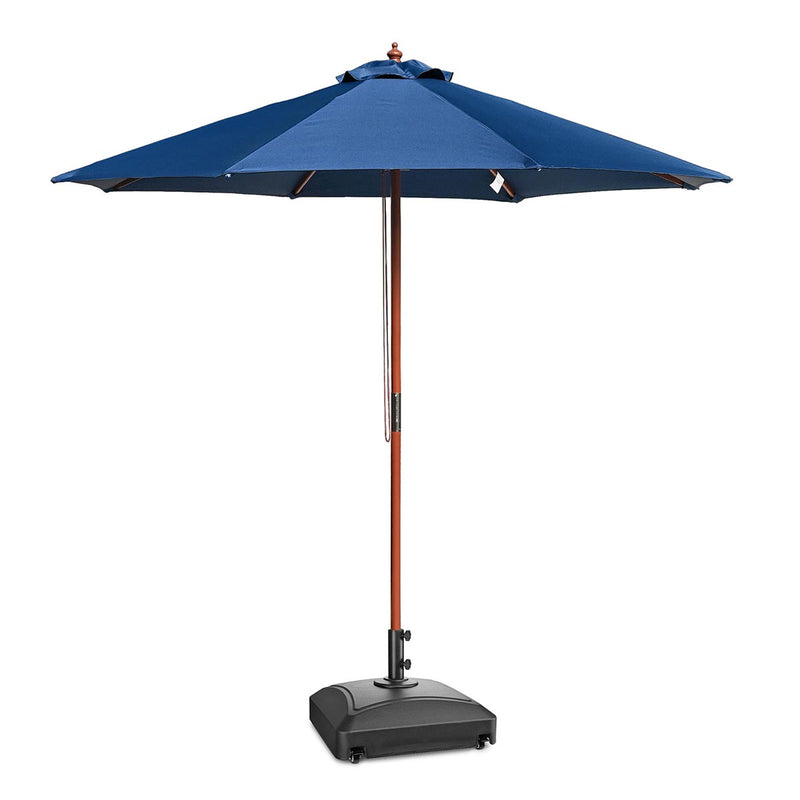 TheDisplayOutlet Patio Umbrella Wooden 9ft 8-Rib with Weighted Base, Navy Image