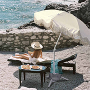 6 ft 8-Rib Fringe Beach Umbrella Tilt with Weighted Base