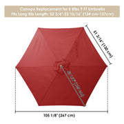TheDisplayOutlet Patio Umbrella Canopy 9ft 6-Rib, Red Image