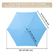 Patio Umbrella Canopy 9ft 6-Rib