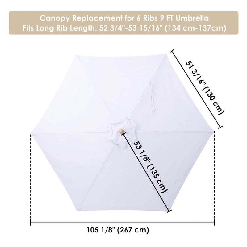 TheDisplayOutlet Patio Umbrella Canopy 9ft 6-Rib, Creamy Yellow Image