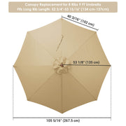 Patio Umbrella Canopy 9ft 8-Rib (Preorder)